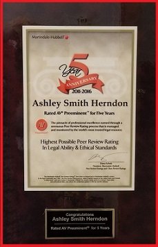 Ashley Smith Herndon - AV Preeminent for 5 Years